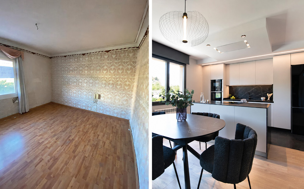 Antes y después de una reforma de cocina en Putxet